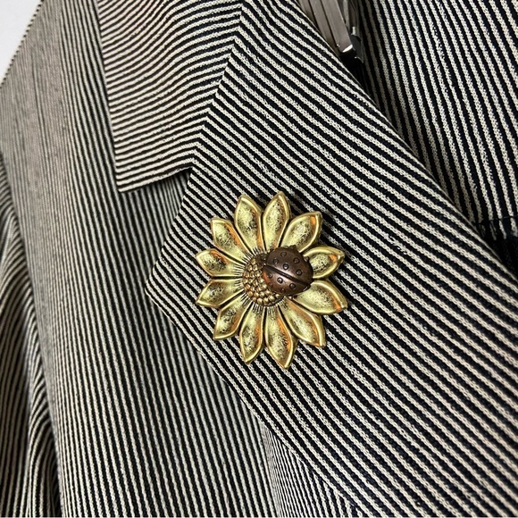 Vintage R&M Richards Blazer Dress Skirt Waist Tie Striped Size 14 Karen Kwong - Picture 6 of 11